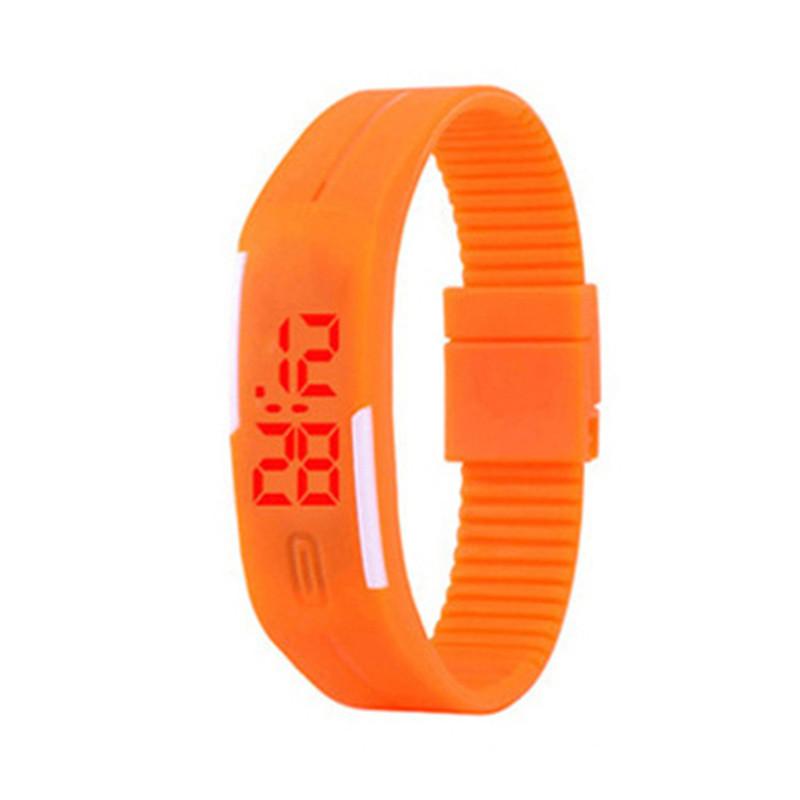 Led digital sport børne ur slik farve børn børn ure fødselsdag til drenge piger ur gummi led børn ure: Orange
