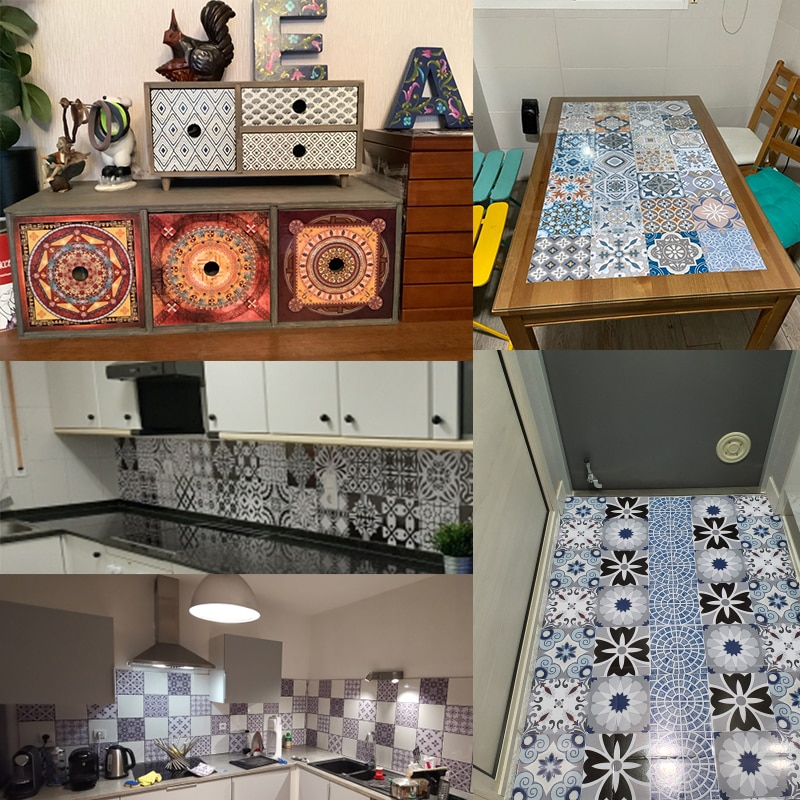 20 x 100cm pvc vægklistermærke spansk stil retro badeværelse vandtæt arabisk selvklæbende tapet gulvmosaik fliser klistermærker væg