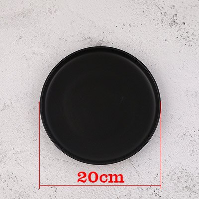 Matte Ceramic Plate Steak Dish Lunch Tray Salad Dish for Food Photography Shooting Background Photo Studio Adornment Fotografia: Black 20cm