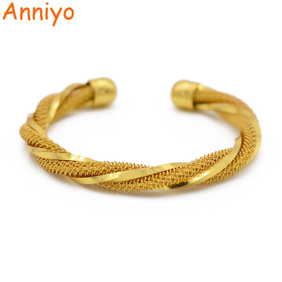 Anniyo Bangle Voor Vrouwen Gouden Kleur Afrikaanse Twisted Armbanden En Armbanden Arabische Ethiopische Sieraden Mode #003806