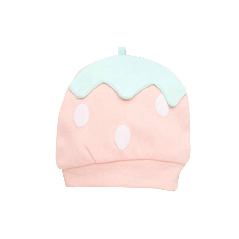 Berretto da notte per neonato in cotone con nodo in cotone berretto da bambino fragola per ragazzi cappello invernale per bambini caldo: rosa