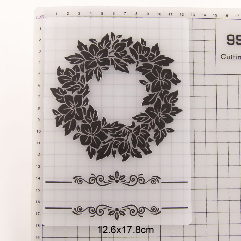 Embossing Folder Flower Wreath Scrapbooking Plastic Embosser Folders Card Making Supplies Album Wedding Invite Paper Craft Decor