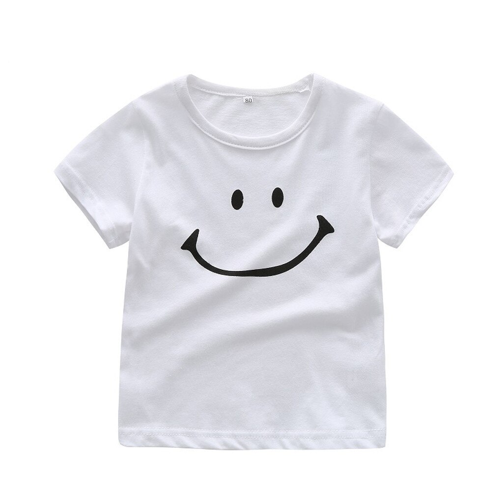 Baby sommer tøj bomuld shorts ærme tee shirts små drenge piger o-hals smilende ansigt teen t-shirts toppe tøj