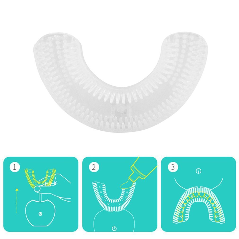Imperméable à l'eau U forme enfants Silicone 360 degrés Sonic automatique brosse à dents électrique blanchiment des dents brosse à dents