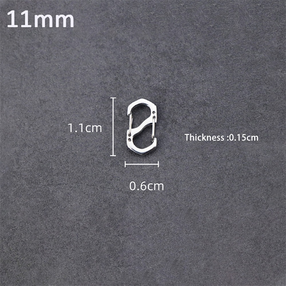 Mosquetón tipo S de acero inoxidable con hebilla para mochila, Mini mochilas para exteriores, gancho para equipaje, herramienta de bloqueo de llave antirrobo, 10 Uds.: Plata