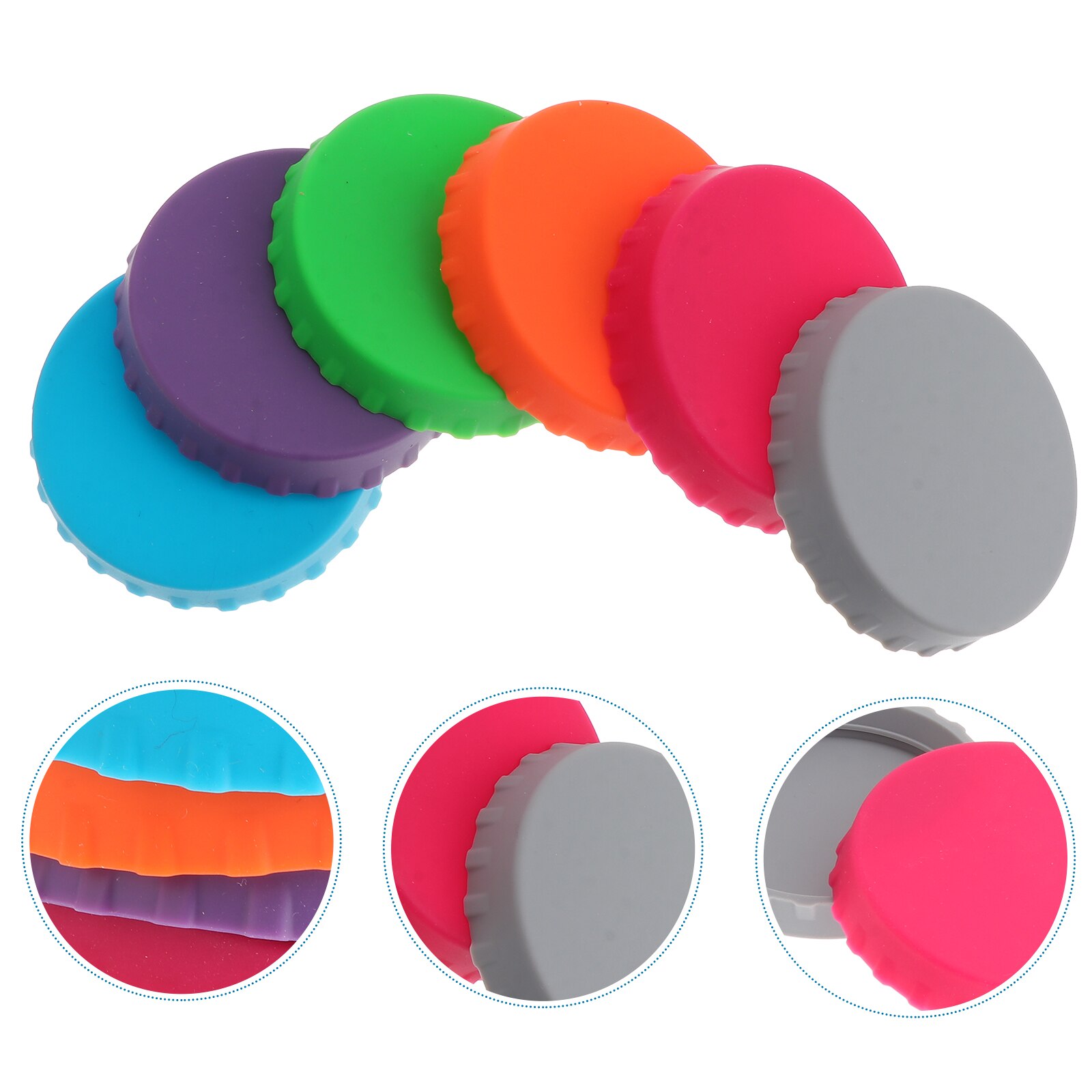 6pcs Soda Bottle Caps Silicone Food-grede Can Lid Protector Bottle Sealing Caps for Soda Beverage Cola