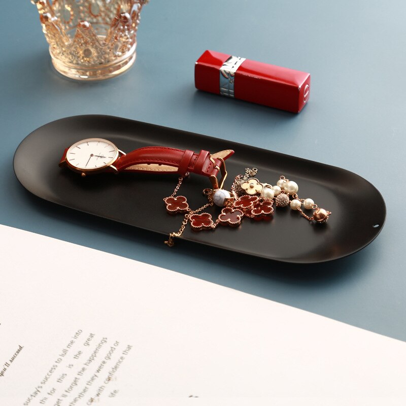 Metal plate gold stainless steel plate afternoon tea dessert tray jewelry storage plate swing