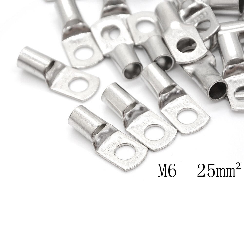 20 stk  sc6-5/6 m4/m5/m6/m8 bolthul fortinnet kobberkabelsko batteriterminaler 4 mm 2 6 mm 2 10/16/25 mm 2 35/50 mm 2 4mm 5mm 6mm 8mm: M6 25 mm 2