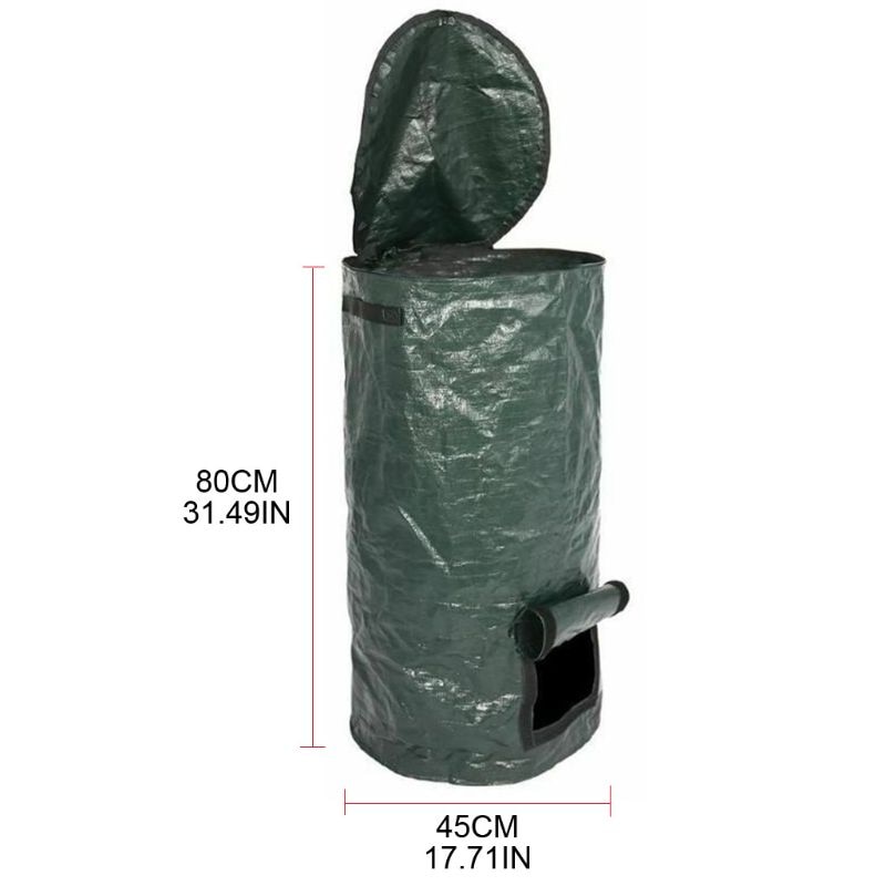 Collapsible Garden Yard Compost Bag with Lid Organic Ferment Waste Composter 97BB
