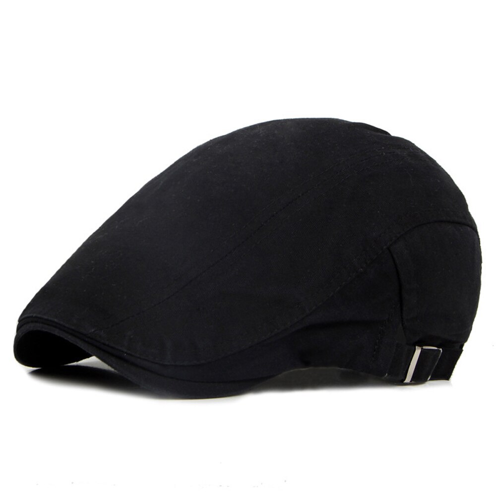 Sombrero de estilo británico para hombre, boina clásica de algodón, color sólido, informal, cálida, para invierno, 3 + M6031 #: Black