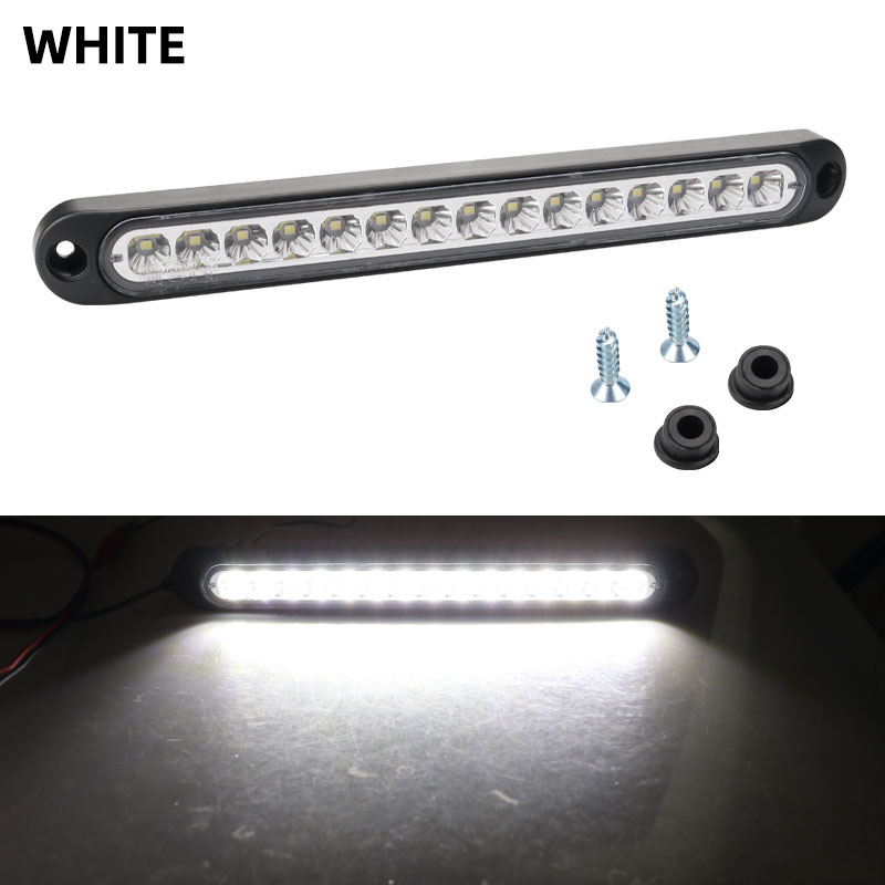 1x kolumna świetlna do samochodu 15LED żarówki do samochodu ciężarówka SUV RV boczny znacznik hamulca lampy kierunkowskazu kierunkowskazy tylne światło ostrzegawcze 12v 24v: WHITE