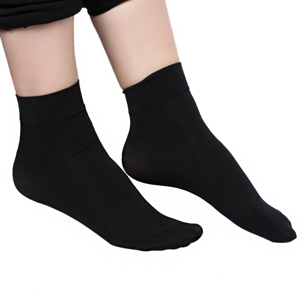 2 par dame varme sokker dame ensfarget avlet munn korte sokker høst vinter sorte/naken nylon ankelsokker