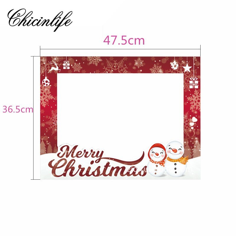 Chicinlife 1Pcs Merry Christmas Paper Photos Booth Props Frame Year Party Christmas Birthday Decoration Supplies