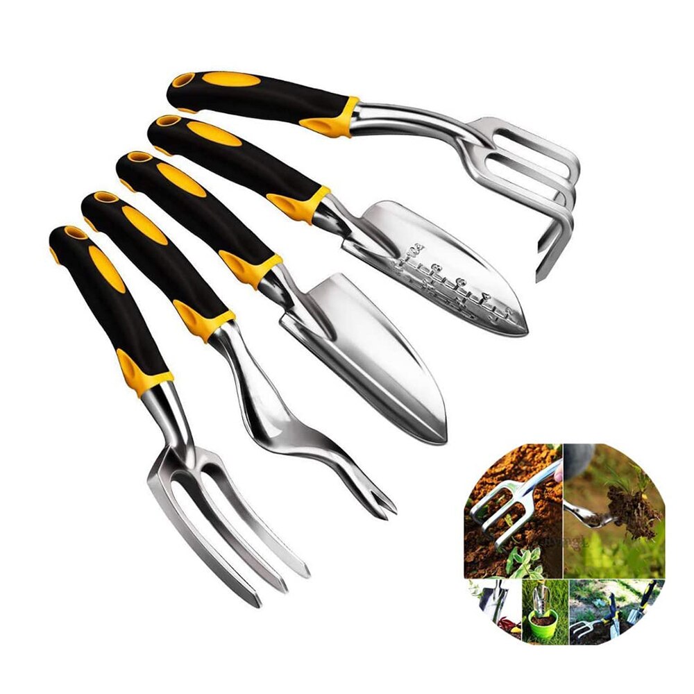 Tuinieren Schop Magnesium Aluminium Aloy Schoffel Hark Vijf Stuk Losse Bodem Planten Ingemaakte Spade Schop Hark Plant Bloeiende Tool