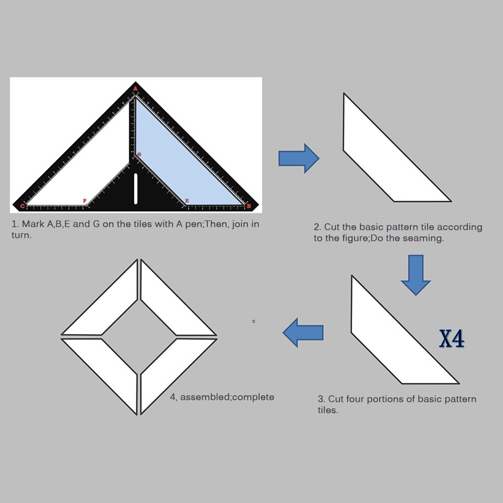 Economic Multifunction Pattern Tile Ruler Bricklayer Stainless Steel Triangle Ruler Flower Builder Floor Drain Ruler