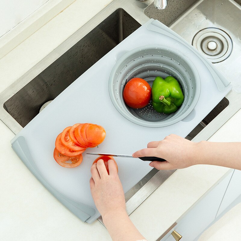 Kitchen Foldable Washbasin Antibacterial Mildew Proof Cutting Board Household Asphalt Basket Drain Basket