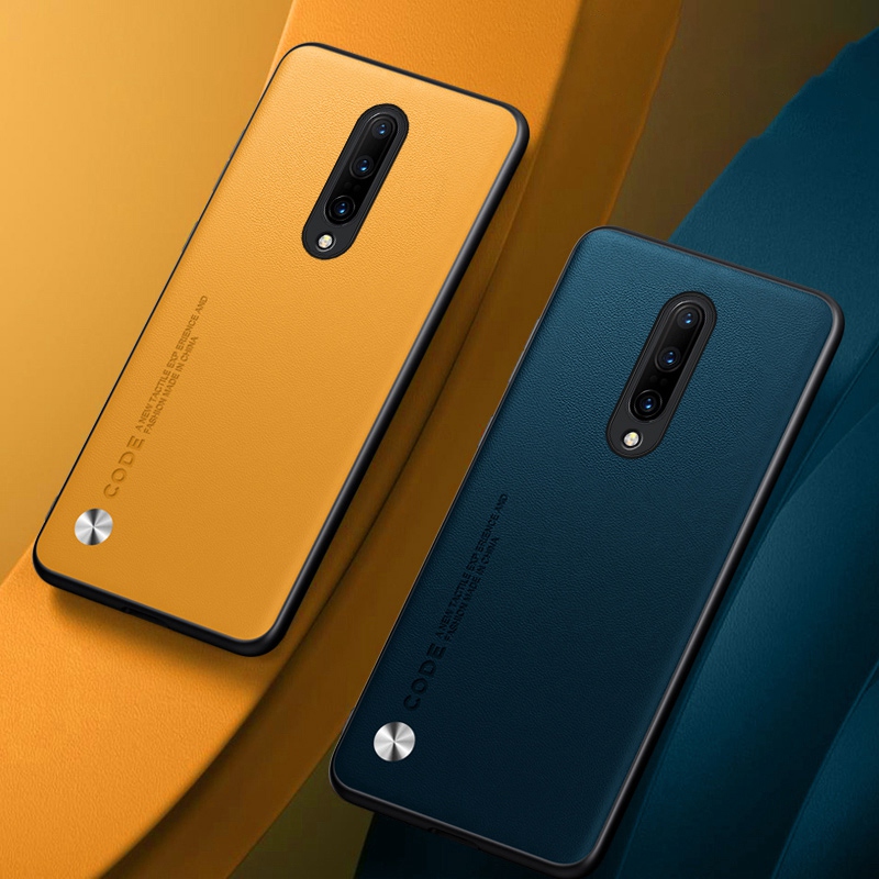 Luxe PU lederen tas voor OnePlus 7 Pro 7Pro Achterkant Matte siliconen Schokbestendig Volledige bescherming Telefoonhoesje voor One Plus 7 Pro