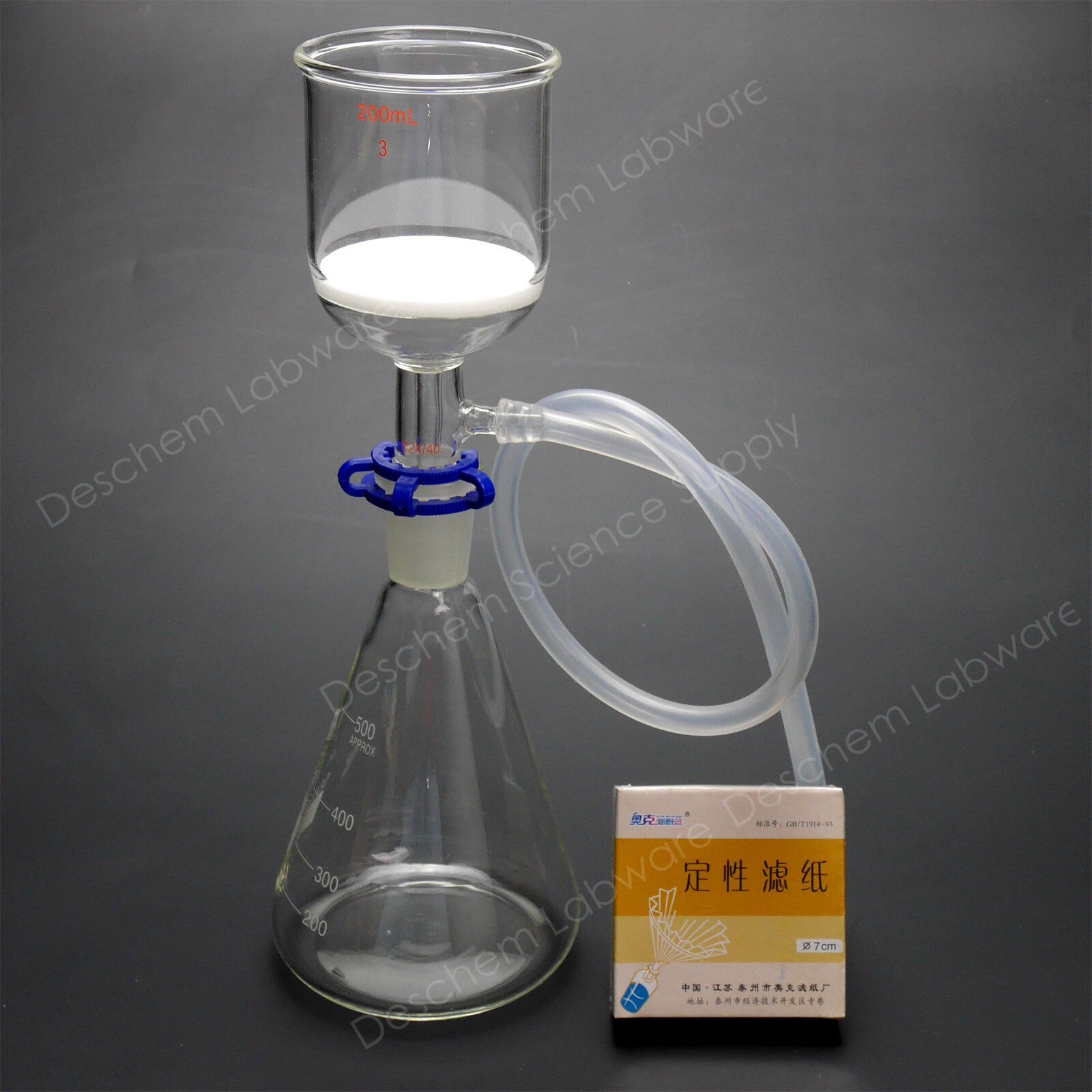 500 ml, 24/40, unité de Filtration par aspiration de laboratoire, entonnoir Buchner 200 ml, avec papier filtre