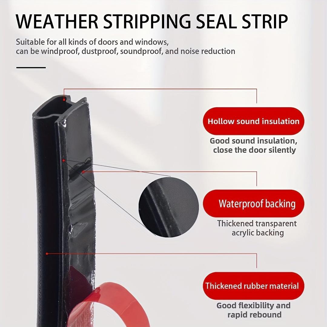 Rubber Weather Stripping Seal Strip for Doors/Windows, Waterproof Self-Adhesive Weatherstrip Soundproofing