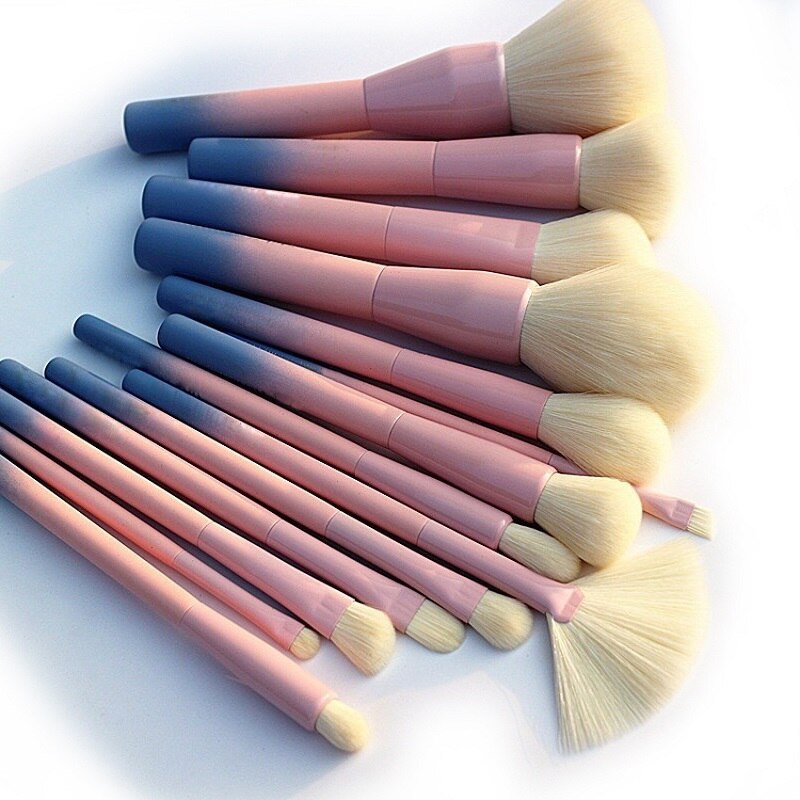 Gradiënt Kleur Pro 14pcs Make-Up Kwasten Set Cosmetische Powder Foundation Oogschaduw Eyeliner Brush Kits Make Up Brush Tool