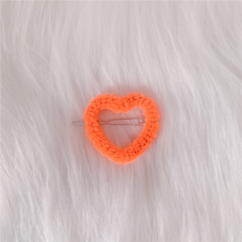 Kolorowe pluszowe niewypełnione serce Out spinki do włosów dla kobiet dziewczyna śliczne Harajuku Vintage akcesoria do włosów prezenty oświadczenie Trendy biżuteria: orange 3