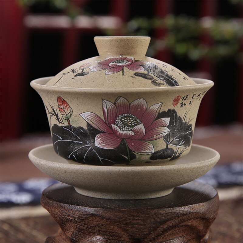 120ml teware antikk grov keramikk håndmalt gaiwan te kopp keramikk kopp kung fu te sett bolle kinesisk te mesterkopp terrin: C