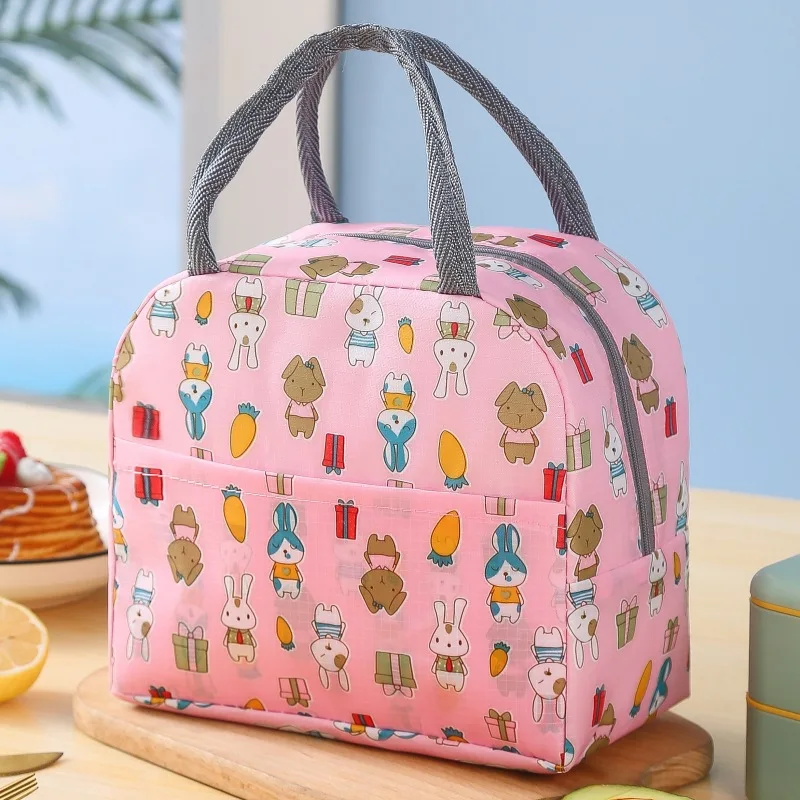 Bolsa de almuerzo con asa, bolsa térmica aislante para mujer y niño, fiambrera para picnic, viaje, almacenamiento de frutas y alimentos, bolsas térmicas para desayuno: Beige