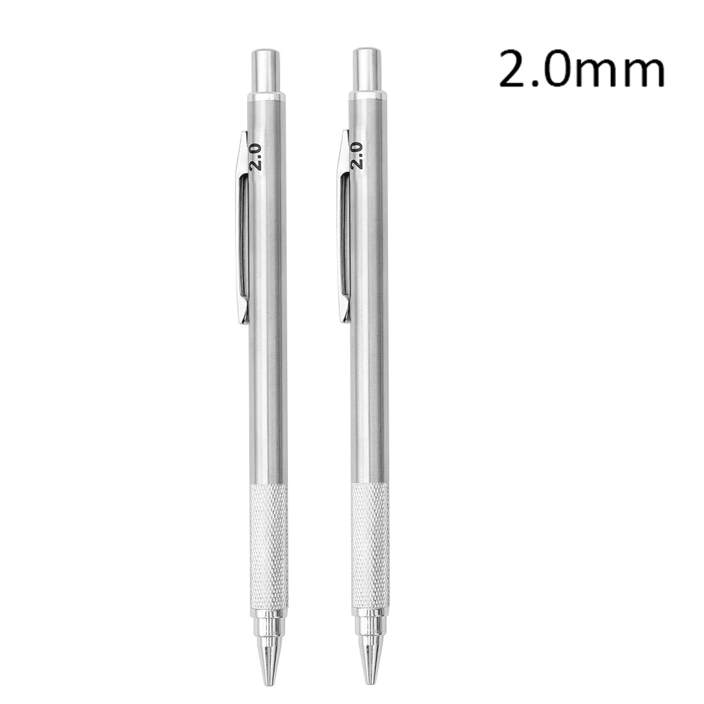 Metal Mechanical Pencil 0.3/0.5/0.7/0.9/1.3/2.0mm HB Leads Replaceable Refills Art Writing Drafting Drawing Home School Supplies: Dark Grey