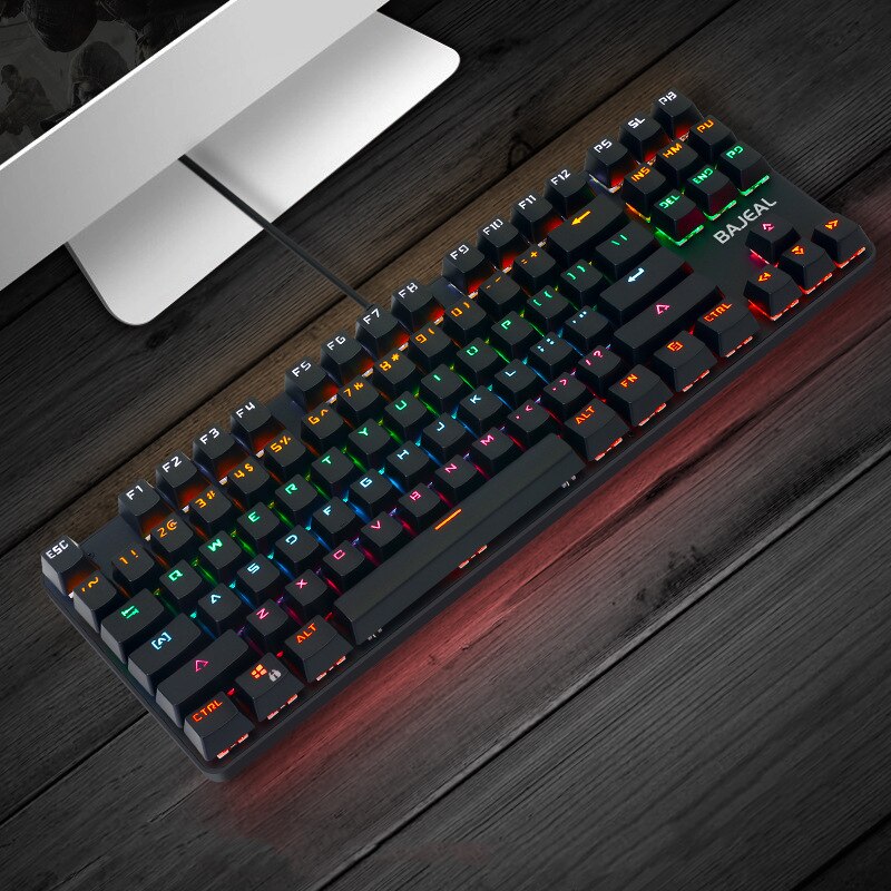 Mechanical Keyboard USB Wired Gaming for Laptop PC Tablet Computer Office RGB 87 Key Blue Switch White Black Pink Red: black