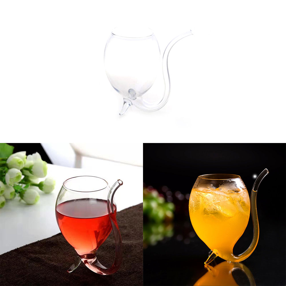 1PC wino Whisky przezroczysty szklany kubek szkło odporne na ciepło ssanie sok kubek robić mleka herbata kubek wina z rurka robić picia słomy