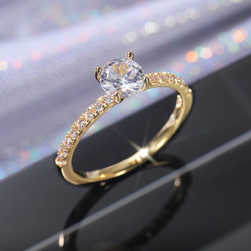 2024 New Arrival Rose Gold Silver Color Fashion Trendy Pierścionki zaręczynowe dla kobiet Prezent ślubny Drop Shipping Biżuteria R527b: 10 / Złota