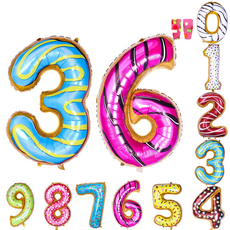 36 tuuman munkki iso folio syntymäpäivä ilmapallot helium numero ilmapallot hyvää syntymäpäivää juhlakoristeet lasten lelu vauva suihkupallot