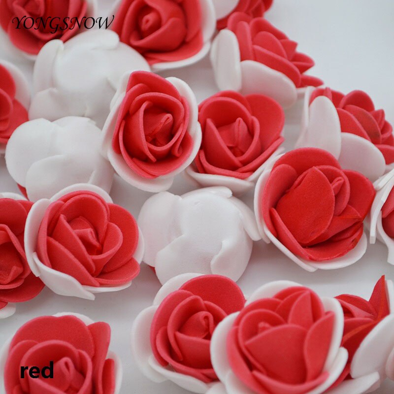 50 teile/los DIY Handarbeit Schaum Blumen 3,5 cm Rose Blume Kopf Künstliche PE Schaum Rose Hochzeit Dekoration Scrapbooking Handwerk: rot