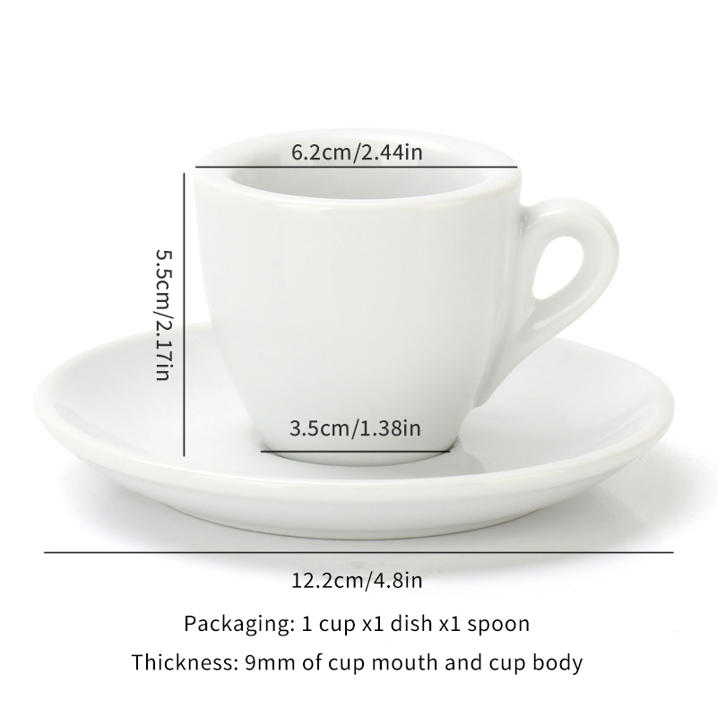 Tazas de café expreso de cerámica de 50ML con grueso para una sola taza, taza de 9mm para pared, aislamiento duradero, accesorios para Barista Espresso: Negro