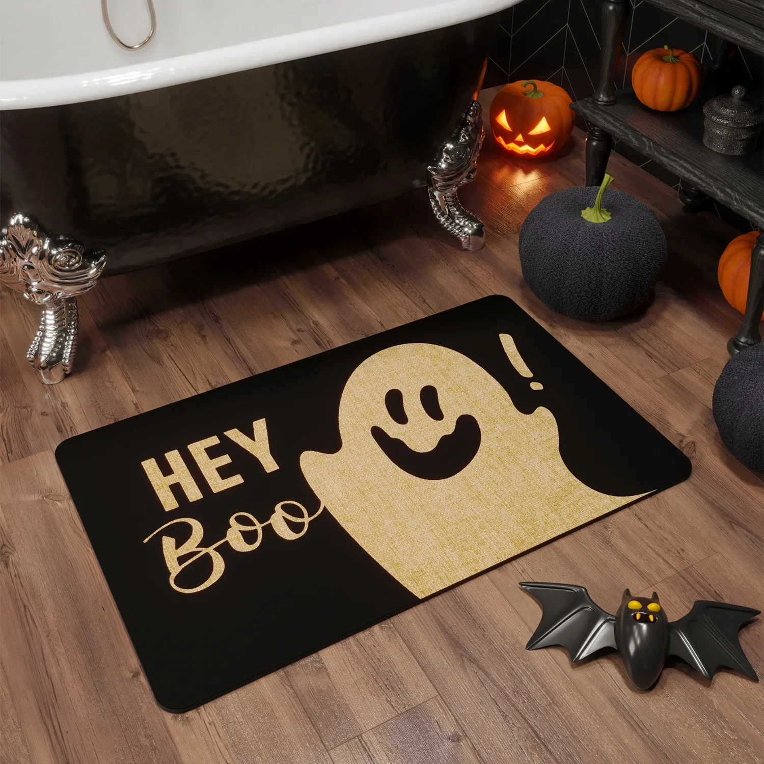 Halloween Geist bat matt Teppich weiche Kieselgur Super saugfähig schnell trocknende rutsch feste Gummi boden Teppiche: Burgunderrot / 400MMx600MM