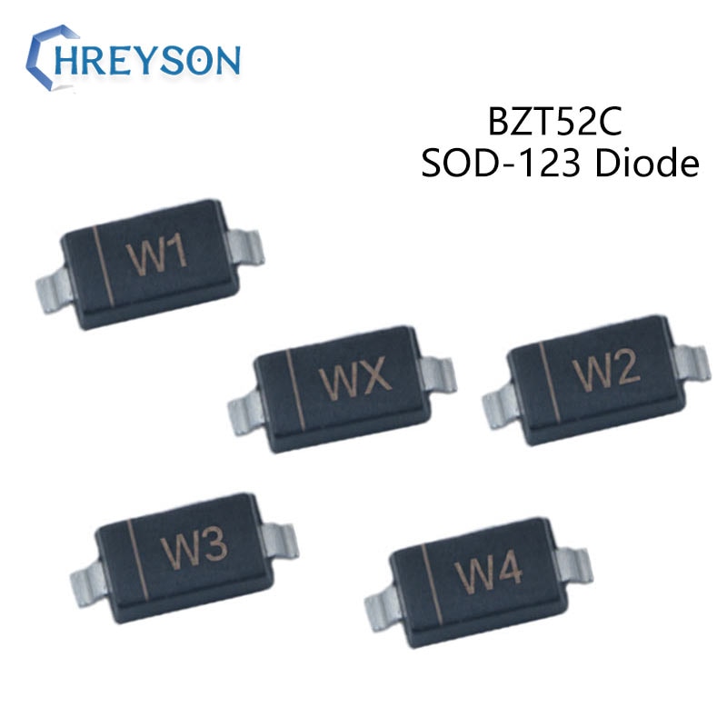 100Stck SMD Zener Diode BZT52C24 WO BZT52C27 WP BZT52C30 WQ BZT52C33 WR BZT52C36 WS BZT52C39 WT BZT52C43 WU BZT5211 WG Rasen-123