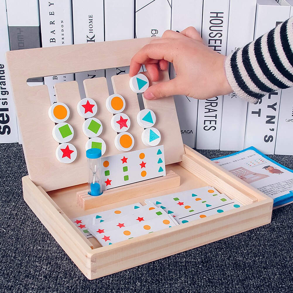 Træfarve form parring puslespil aktivitet bord med timeglas uddannelse legetøj forbedre dit barns kognition