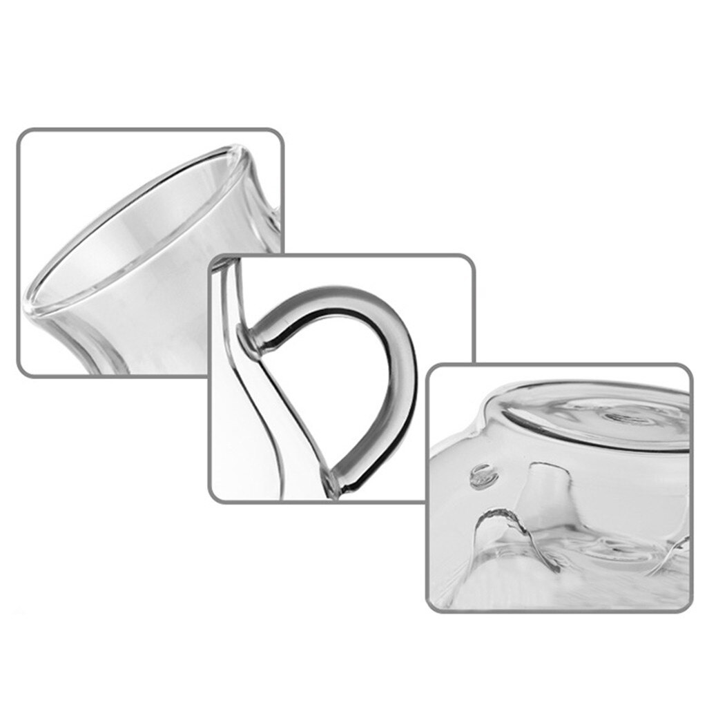Vaca ubre forma Doble transparente de leche de vidrio taza para té y café manija de la taza de Scald de prevención lindo de vidrio doble taza redonda Drinkingcup