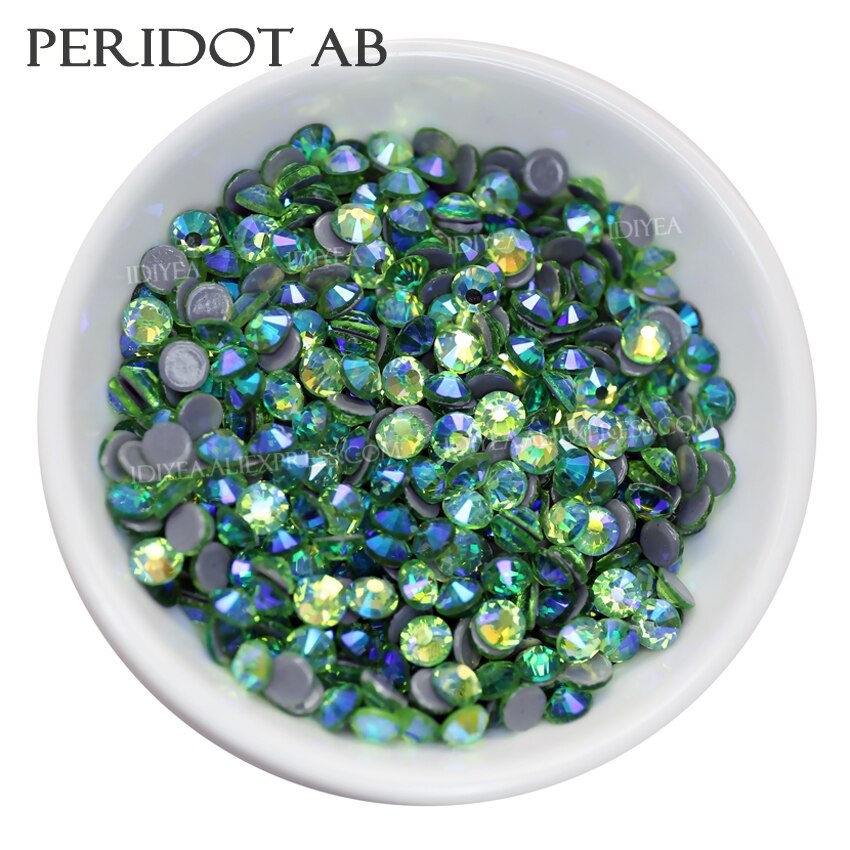 Peridot AB hotfix strass schmelzen flache rückseite kristalle strass glänzt für hochzeit diamant kleid kleidung kostüm pailletten kunst