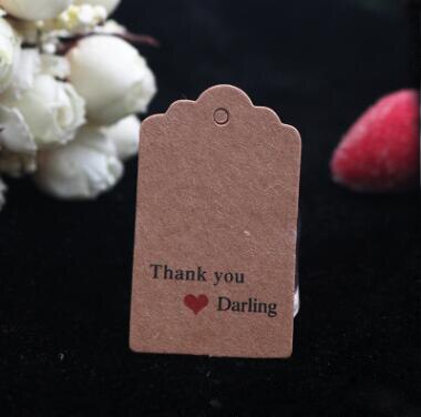 etiquetas hechas a mano boda marrón Kraft papel etiquetas DIY artesanía Bonbonniere Favor etiquetas 100pcs \ lot: 02