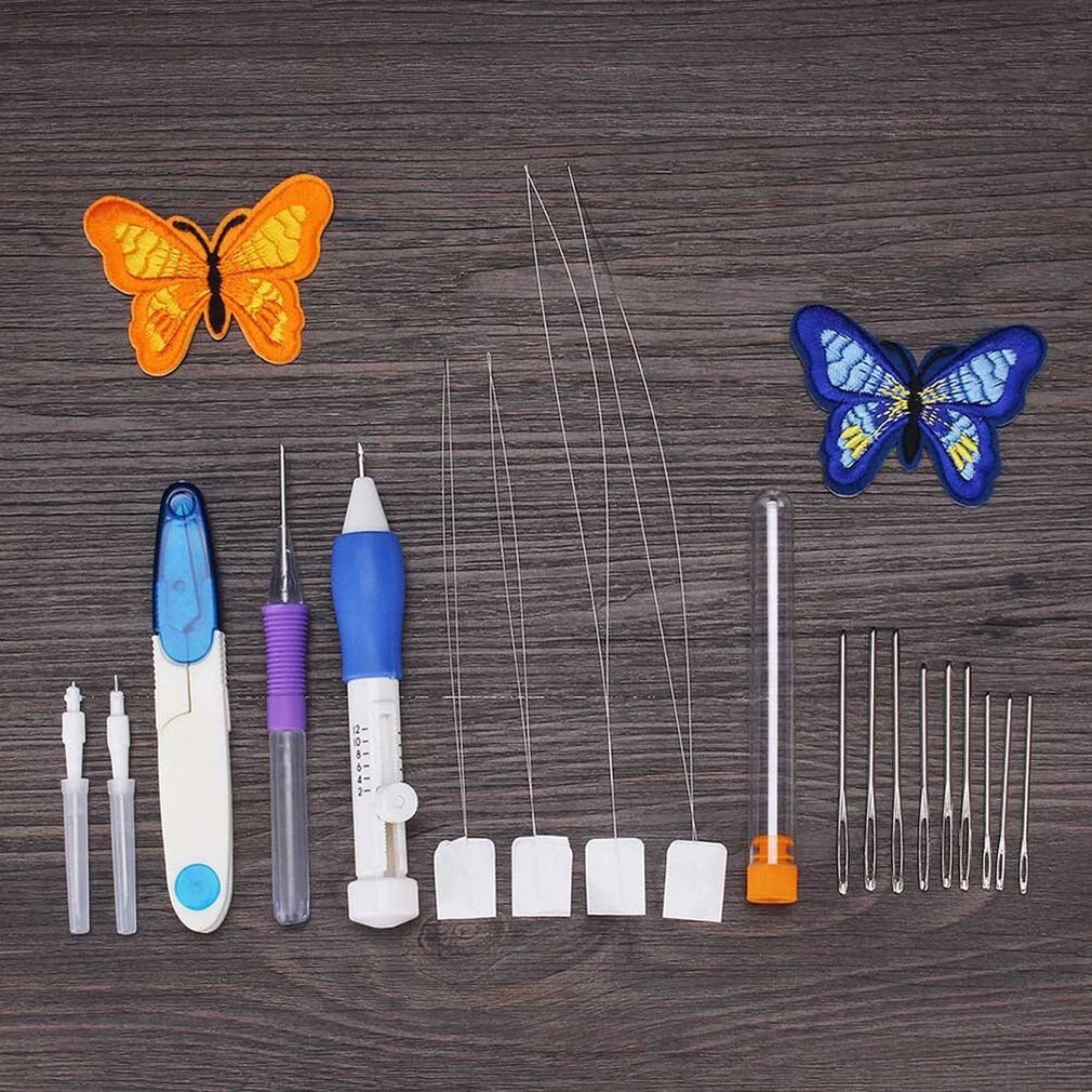 Caja de Herramientas de bordado ruso, accesorios de música para manualidades, Kit de costura, 50 colores, conjunto de mariposas