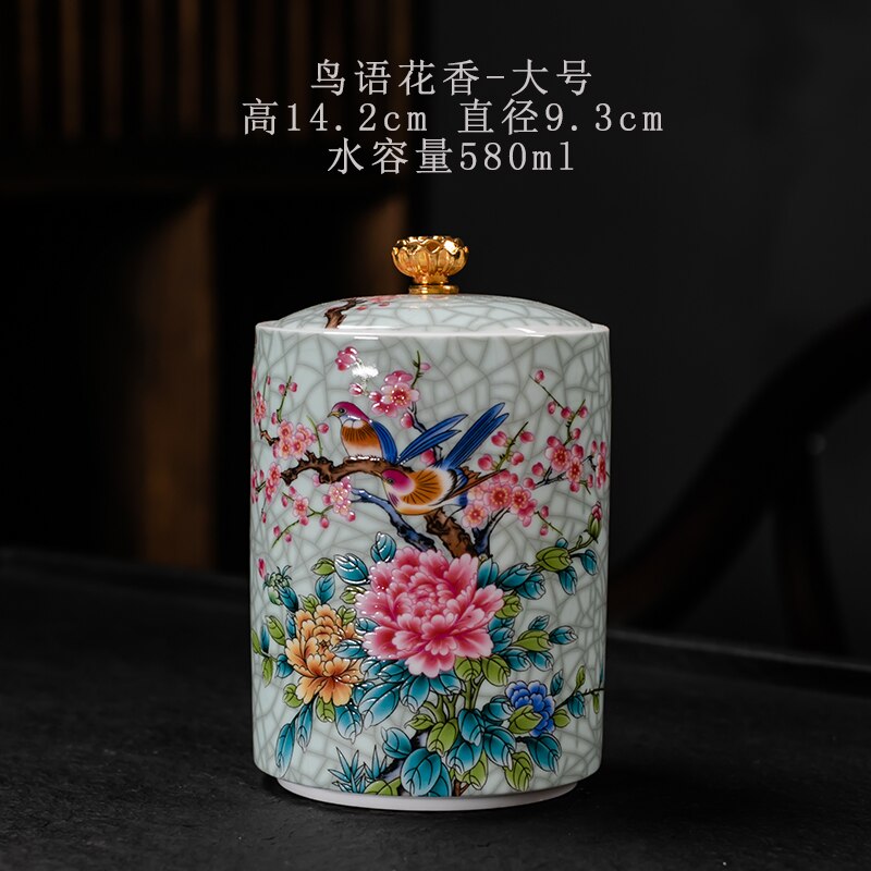 Colorful Ceramic Tea Caddies Large Handmade Porcelain Coffee Sugar Storage Jars Tea Caddies Home Caja De Te Home Garden DG50TC: flower large