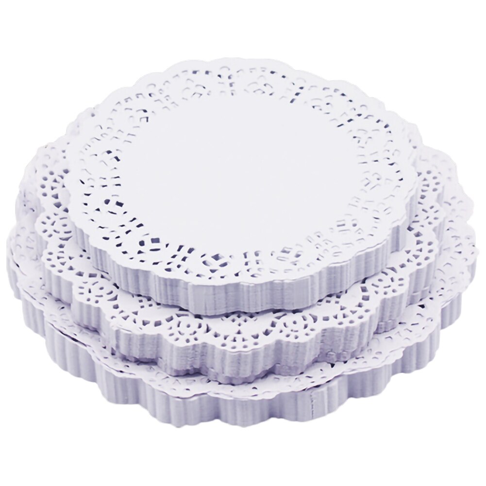 100 PCS Oil-absorbing Paper White Lace Round Paper Doilies Cake Packaging Pads Wedding Tableware Decoration