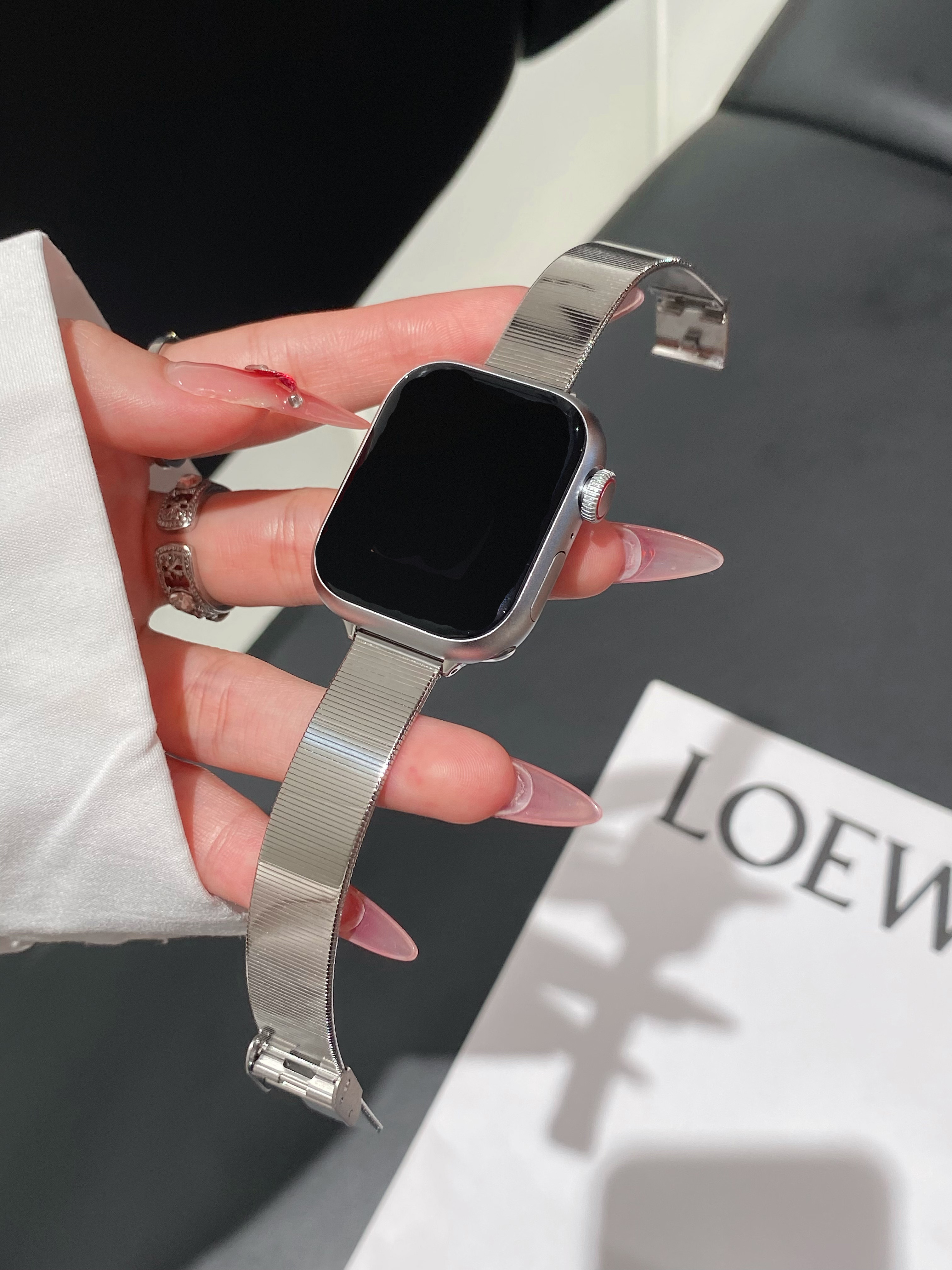 Premium Smartwatch Bands:Durable,Stylish Straps for Apple watch iwatch - Best Replacement Cat's Eye Bamboo Knot Stainless Steel