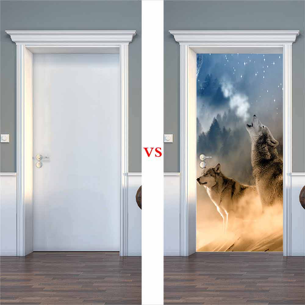 3D Wolf Dog Roar For Living Room Bedroom Door Decoration Sticker WallPaper Mural PVC Selfadhesive Waterproof Home Decor