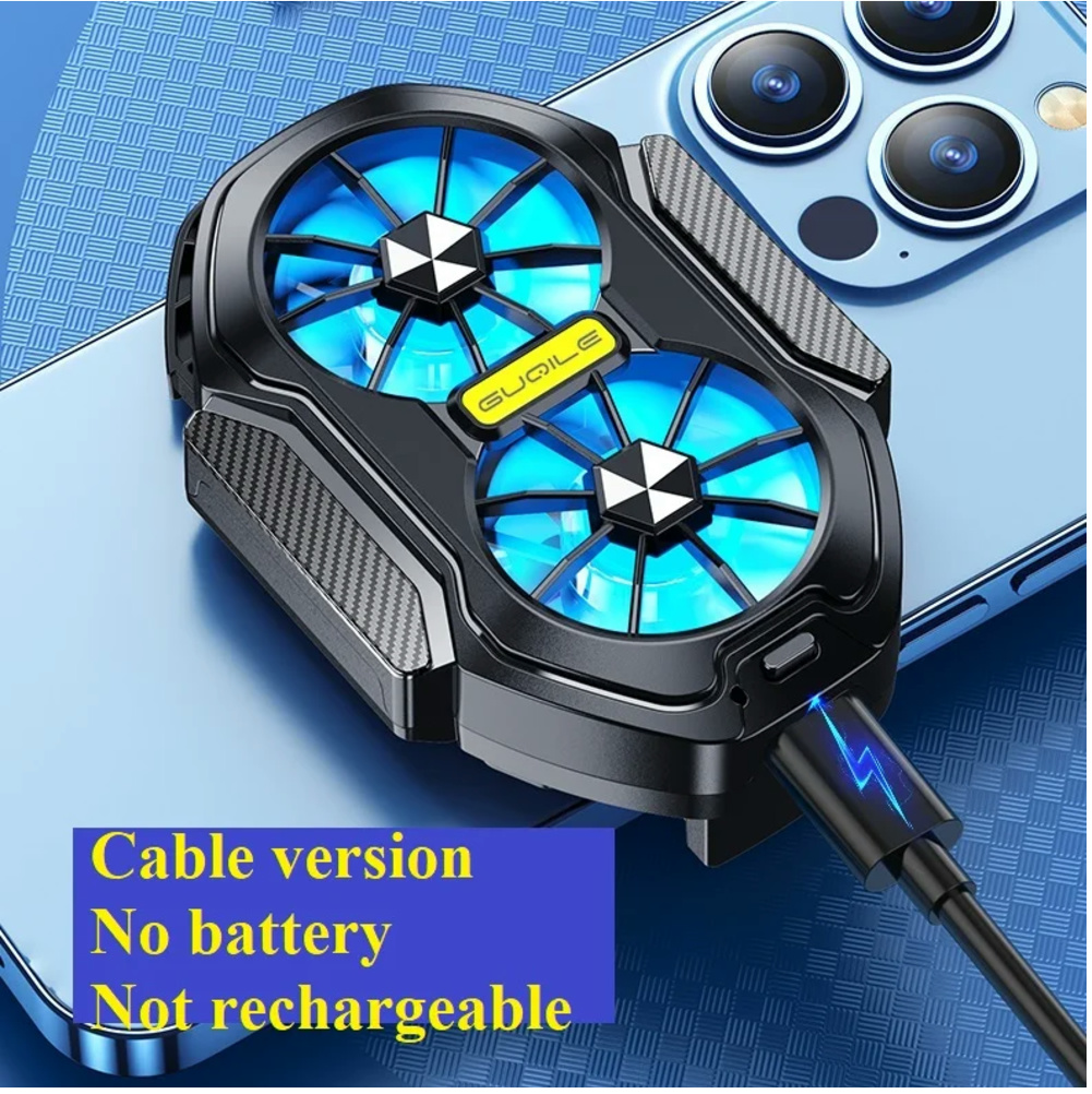 Dual Fan Mobile Phone Cooler Plug-in/Rechargeable Cell Phone Cooling Fan Type-C with Blue Light for Android IOS PUBG Game Cooler: WHITE