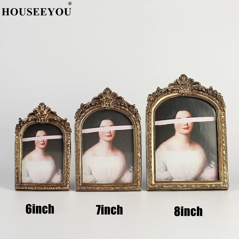 Vintage Gesneden Hars Fotolijst Gemaakt Oude Franse Speciale-Vormige Deur Foto Album Portafotos Muur Opknoping Decoratie Ornament