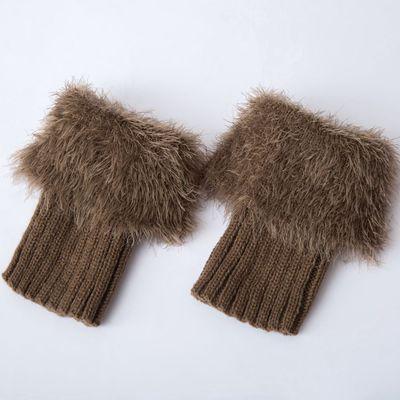 Pure Kleur Imitatie Bont Warm Womens Winter Warm Haak Knit Fur Trim Beenwarmers Manchetten Toppers Boot Sokken 3 Paar/partij: 5