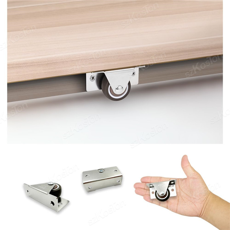 4 Stück 1/1,25 Zoll seitlich montierte Rollen, geräuschlose TPR-Gummiräder, Unterbett-Schubladenrolle für Möbel, Küchenschrank, Tisch