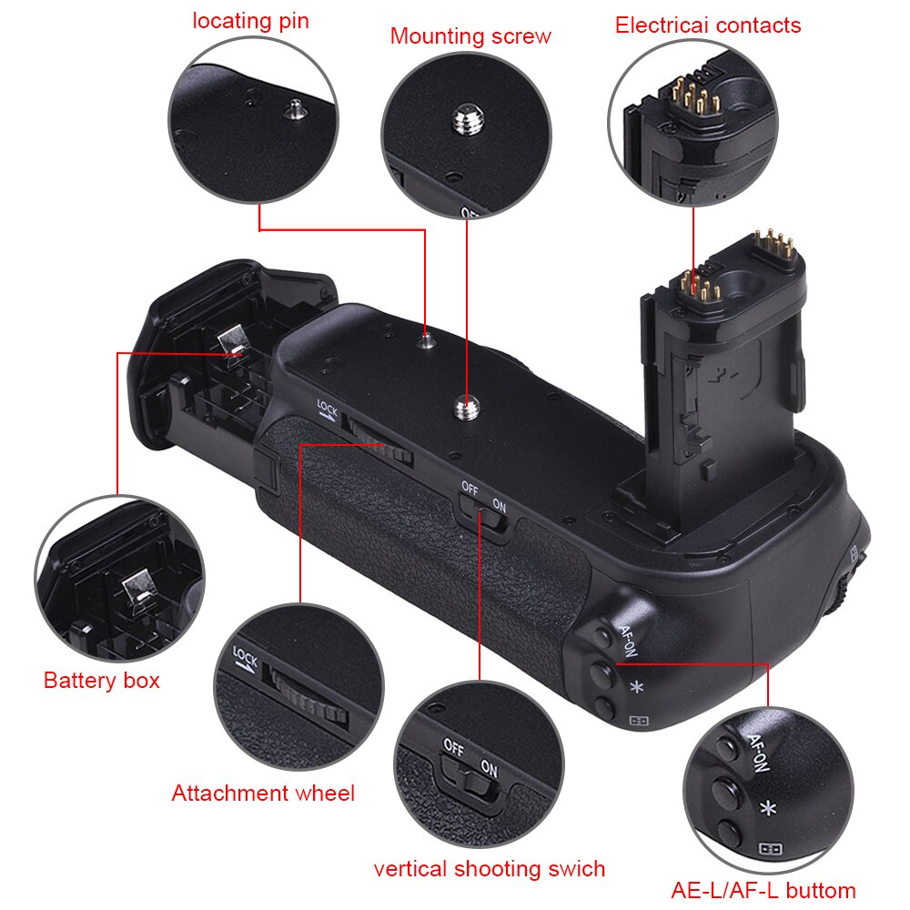 Powertrust Verticale Battery Grip Holder Per Canon 6D Mark II 6D2 DSLR Della Macchina Fotografica di ricambio BG-E21 lavoro con LP-E6/LP-E6N batteria